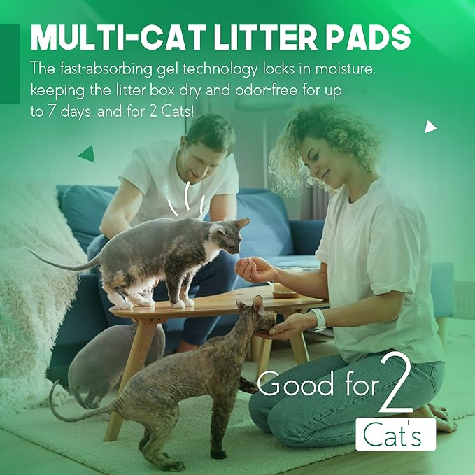 PETSWORLD Multi Cat Pad Refills for Cats Breeze Litter System, Ultra-Absorbent, Quick Dry - (50 Count, Unscented)