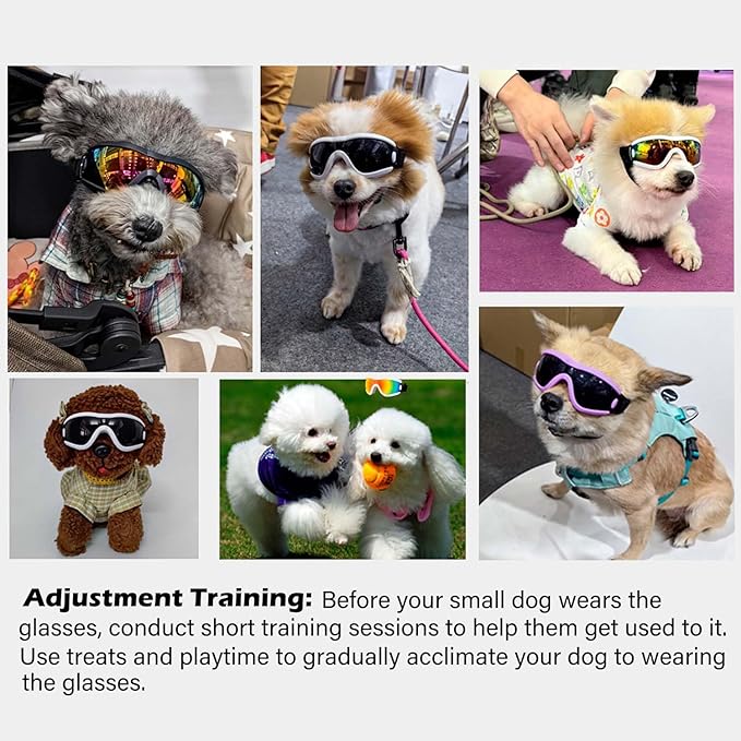 Medium Dog Sunglasses with Adjustable Strap UV Protection, Winproof Puppy Sunglasses, Suitable for Dogs Eyes Protection,Soft Dog Goggles