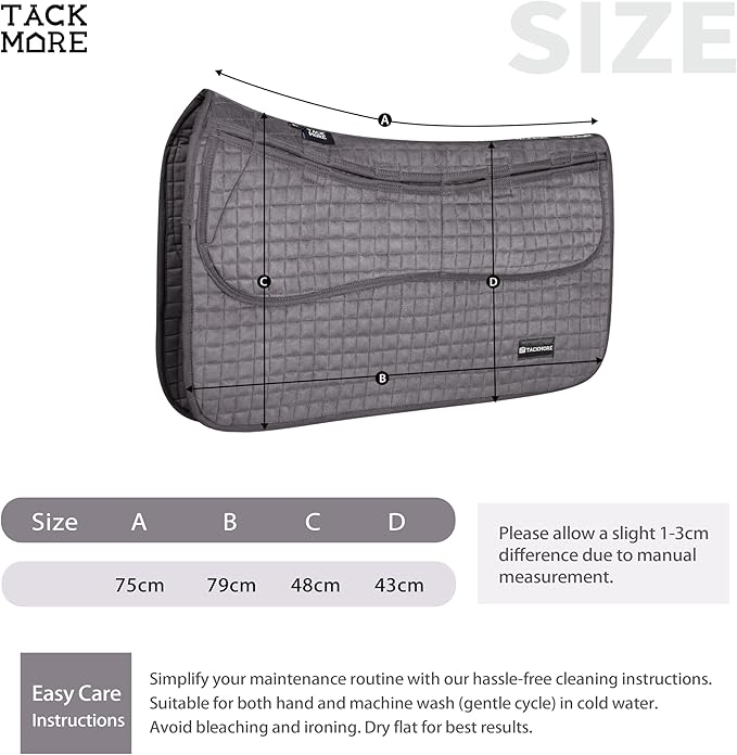 Tackmore Western Saddle Pad Adjustable with Side Pockets and Foam Inserts Shock-Absorbing Riding Pad