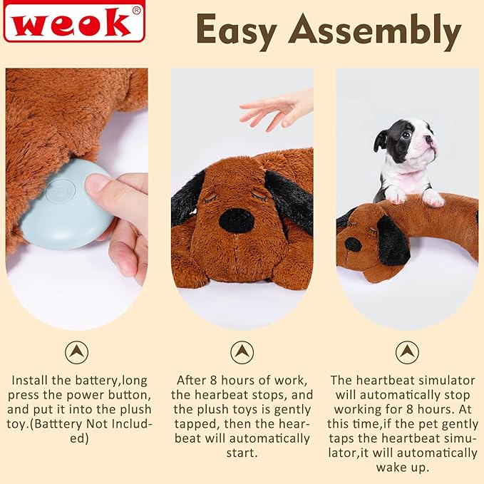 Puppy Heartbeat Toy for Separation Anxiety Relief, Heartbeat Stuffed Animal Anxiety Calming Behavioral Aid Plush Toy for Dogs Cats Pets