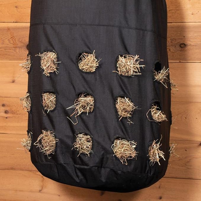 Dura-Tech Full Bale Hay Sack | Color Black | Horse Stable Essential | Full Bale Capacity | Slow Feed Design | Durable 1200D Fabric | Easy Hanging
