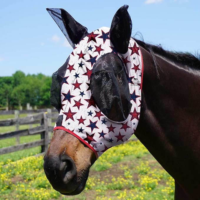 Harrison Howard Super Comfort Stretchy Fly Mask Large Eye Space with UV Protection Soft on Skin with Breathability Dream Star M Cob