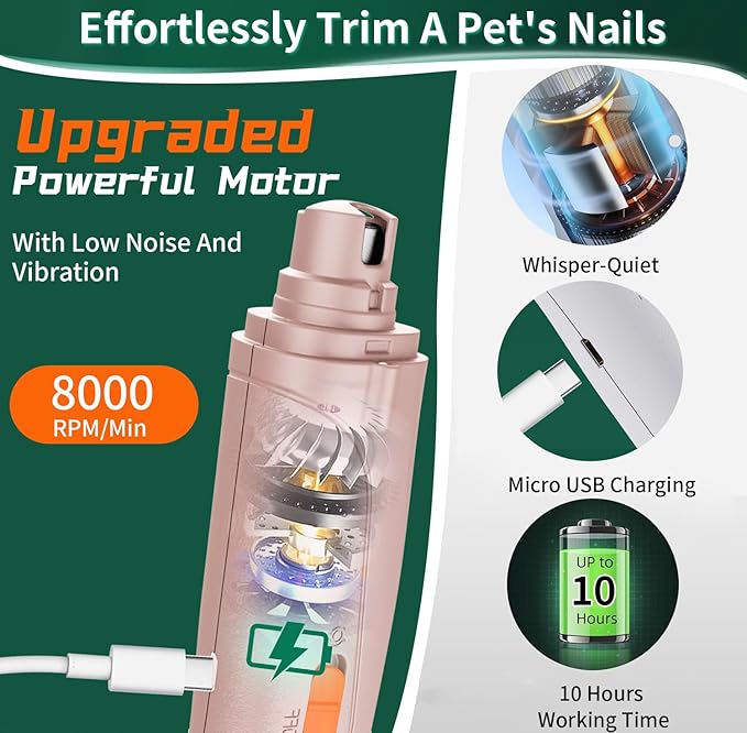 2 in 1 Cat Nail Clippers & Dog Nail Clippers Trimmers for Large Medium Small Dogs Cats Claw Trimmer Quick Sensor and Safety Guard USB Rechargeable with 2 LED Lights Dogs Nail Trimmer