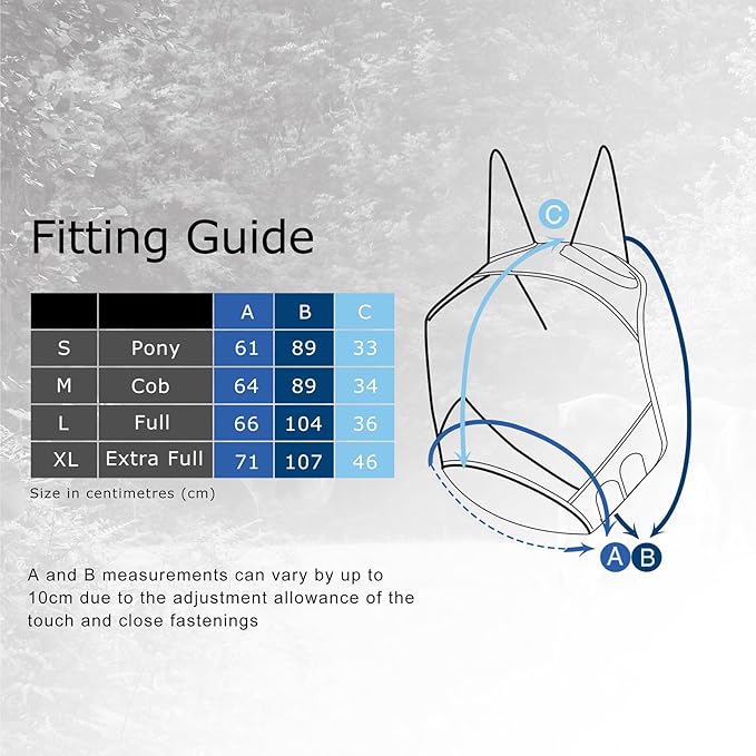Harrison Howard CareMaster Pro Luminous Horse Fly Mask Large Eye Space Standard with Ears UV Protection for Horse Sky Blue M Cob