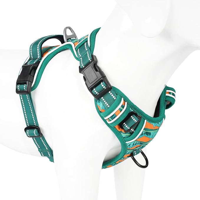Timos No Pull Dog Harness,No Choke Front Clip Dog Reflective Harness,Adjustable Soft Padded Pet Vest with Easy Control Handle for Medium Dogs,Wilderness,M