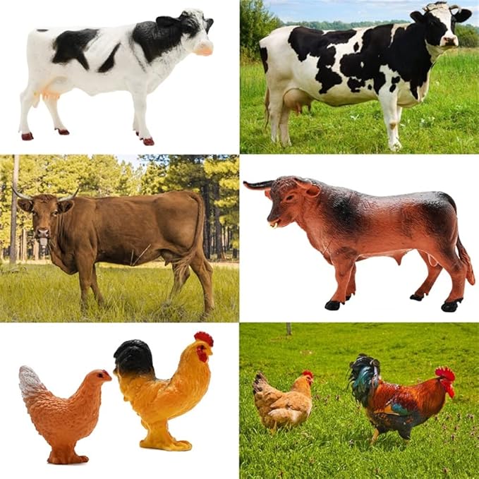 BOLZRA Mini Barn Playset, 66PCS Plastic Animals Figurines and Fence, Farm Figures Farmer Vehicle Toy Truck with Trailer for 3-12 Years Old Kids Boys Girls Toddlers