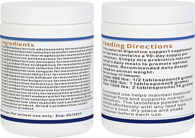Probiotics for Horses Dietary Supplement, All-Natural Digestive System Maintenance Formula Equine Digestion Support Horse Health Supplements (90 Days)