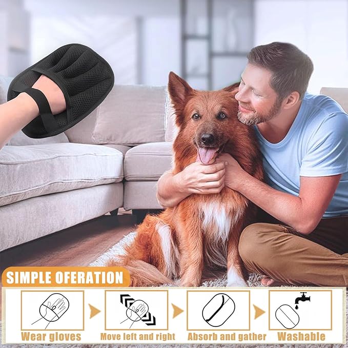 2PCS Pet Hair Removal Glove, Electrostatic Pet Hair Removal Gloves, Upgrade Efficient Grooming Gloves for Pet Hair, Clothing, Couch, Furniture, Carpet, Car Seat