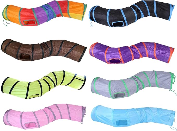 iCAGY Cat Tunnel for Indoor Cats Interactive, Rabbit Tunnel Toys, Pet Toys Play Tunnels for Cats Kittens Rabbits Puppies Crinkle Pop Up Black 47" Shape S
