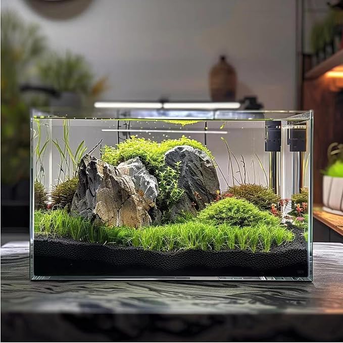 10 Gallon Glass Small Fish Tank, Betta Fish Tank Starter Kit with Filter, Lights.
