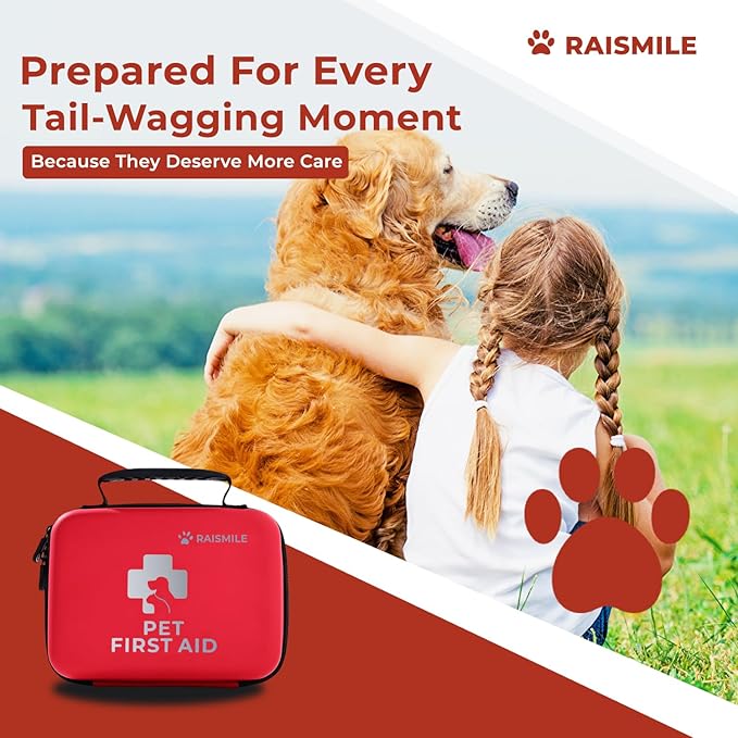 Dog First Aid Kit, Pet First Aid Supplies for Treat Dogs & Cats in an Emergency, Ideal for Use at Home, Outdoors, Traveling