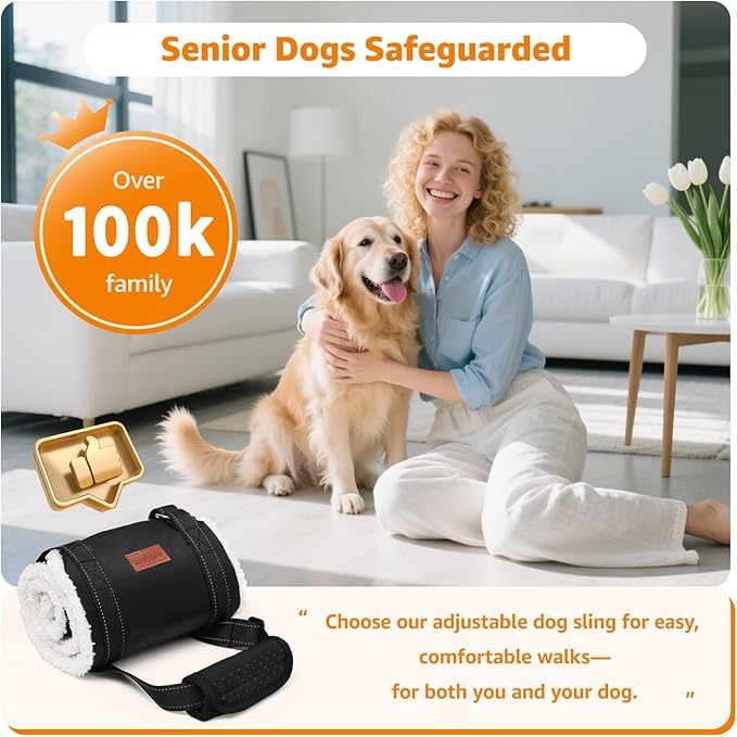 LOOBANI Portable Dog Sling for Back Legs, Hip Support Harness to Help Lift Rear for Canine Aid Old K9 Cruciate Ligament Rehabilitation