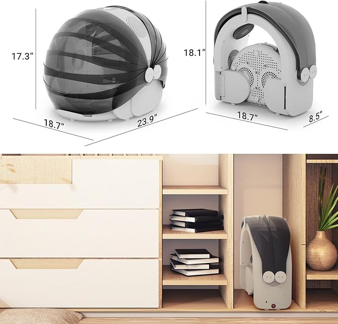 iPettie Automatic Hair Dryer Box for Cats and Small Dogs, Foldable and Large Capacity, 8 High-Velocity Fans, 360° Airflow, Temperature Control, 4-Speed Settings and Timer, 16 Gallons