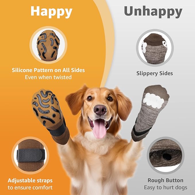 Double Sides Non-Slip Dog Socks to Prevent Licking Paws - Strong Traction for Paw Protector, Senior Dogs, Hardwood Floors, Dog Booties with Grippers - X-Large