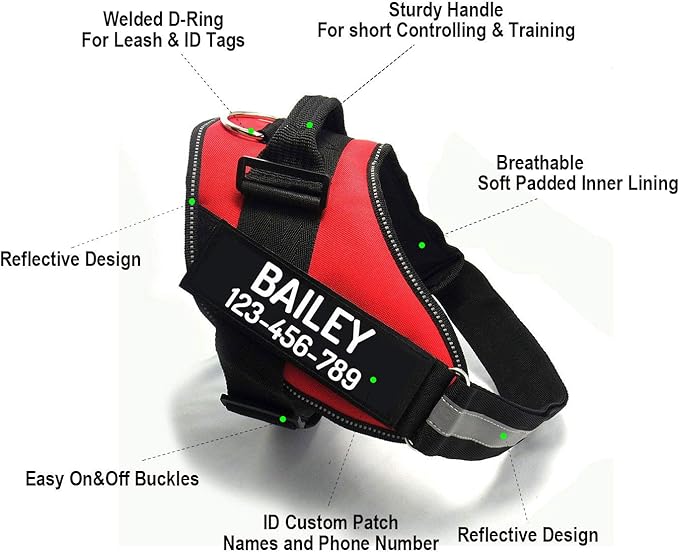 PawPawify Custom No Pull Dog Harness with Name and Phone Number, Heavy Duty Personalized Pet Vest to Prevent Tugging, Pulling, or Choking, Training and Walking (Camouflage Red, XL (60-85 LBS))