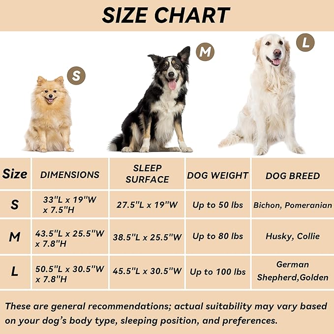PHYEX Elevated Dog Bed for Large Dogs, Raised Dog Bed with Breathable Mesh, Non Slip, Easy to Clean, 50.5 Inches, Brown