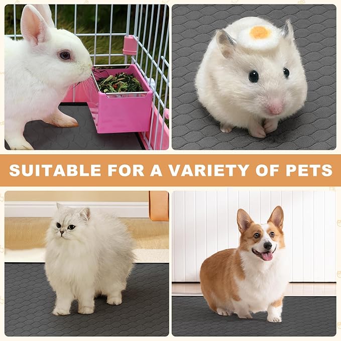 Washable Guinea Pig Liners for Cage, 3 Pack 24" X 47" Super Absorbent Reusable Guinea Pig Bedding Pee Pads Tarp Bottom for C&C Cage with Rabbits, Bunny, Chinchesillas, and Other Small Animals