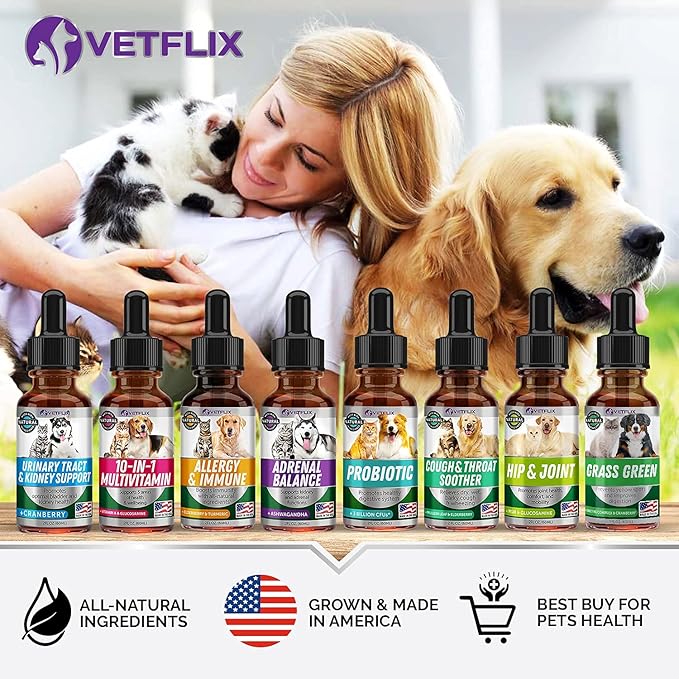 Cranberry Dog & Cat UTI Treatment - Best UTI for Pets - Made in USA - Dog & Cat Kidney Support - Cat Bladder Drops - Pet Immune Health Supplement - Marshmallow, Dandelion Root, Pumpkin Seed - 2 Fl Oz