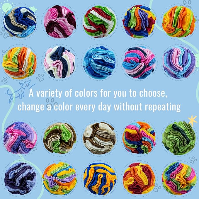 Pet Snuffle Ball, Puzzle Sniffing Interactive Dog Ball for Blind Dogs Training Stress Relief Dog Enrichment Toys Treat Machine Washable (15cm, New Rainbow Color)