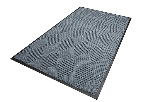 WaterHog Diamond-Pattern Commercial Grade Entrance Mat, Indoor/Outdoor Floor Mat 3' Length x 2' Width, Bluestone by M+A Matting