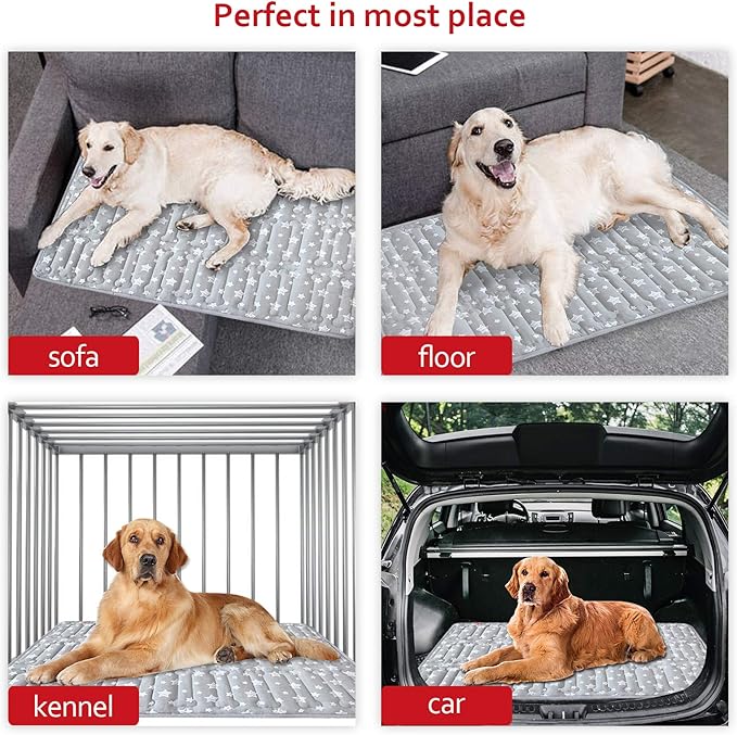 Dog Crate Mat (48" X 30"), Soft Dog Bed Mat with Cute Prints, Personalized Crate Pad, Anti-Slip Bottom, Machine Washable Kennel Pad