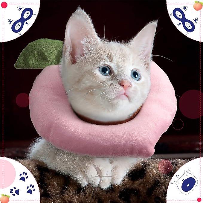 Weewooday 4 Pcs Adjustable Cat Cone Collar Soft Cat Recovery Collar Cute Kitten Fruits Shaped After Surgery Wound Elizabeth Padded Pet Neck Anti Bite Lick Dog Comfortable Smooth Texture