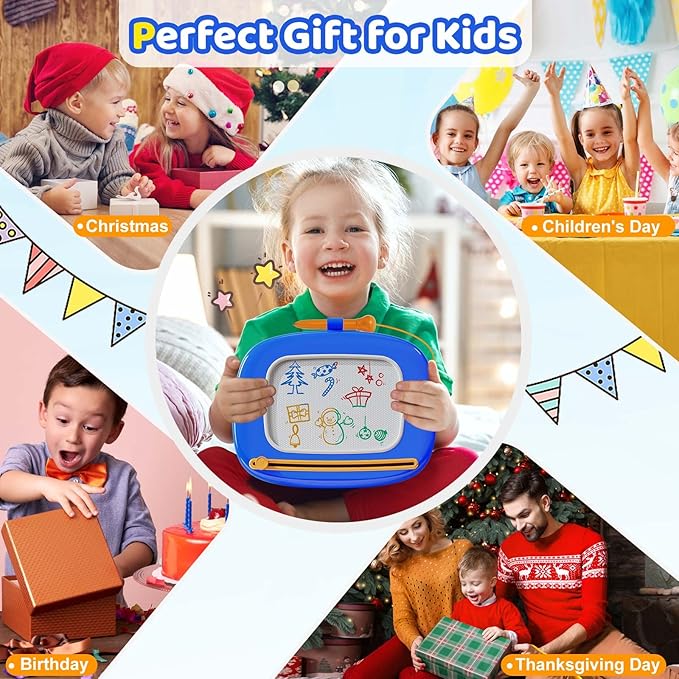 Kikidex Toddlers Toys Age 1-3, Magnetic Drawing Board, Toddler Girl Toys for 1-2 Year Old, Doodle Board Pad Learning and Educational Toys for 1 2 3 Year Old Baby Kids Birthday Gift (Dark Blue)