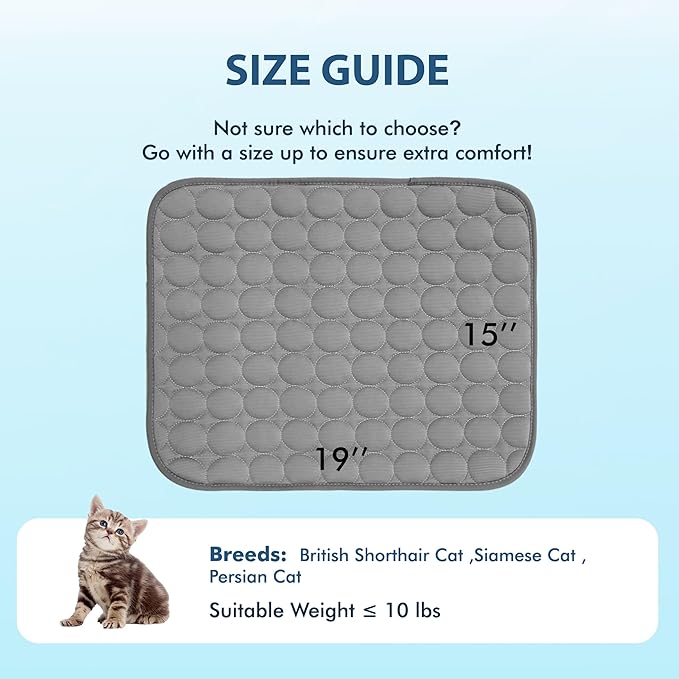 MICROCOSMOS Summer Cooling Mat & Sleeping Pad- Water Absorption Top, Materials Safe, Easy Carry, EZ Clean. Keep Cooling for Pets, Kids and Adults.(Dark Grey, 19" x 15")