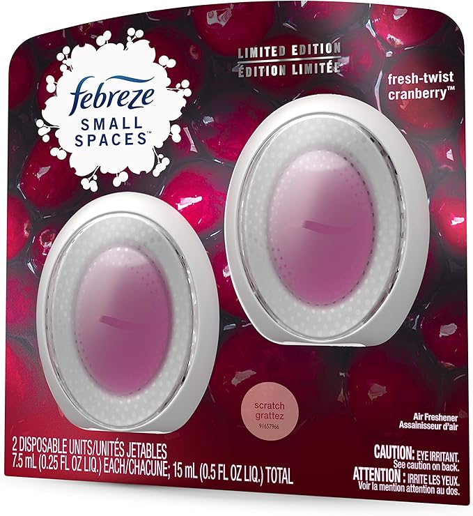Febreze Small Spaces, Fresh - Twist Cranberry, 2 count