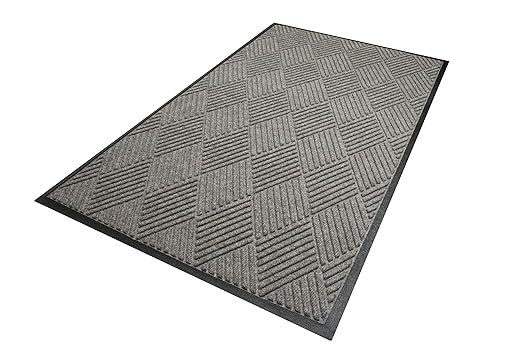 WaterHog Diamond | Commercial-Grade Entrance Mat with Rubber Border – Indoor/Outdoor, Quick Drying, Stain Resistant Door Mat (Grey, 6' x 8')