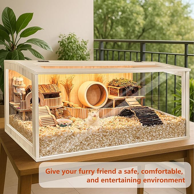 Hamster Cage Chewproof, Large Hamster Cages and Habitats, Openable Top with Acrylic Sheets, Solid Built