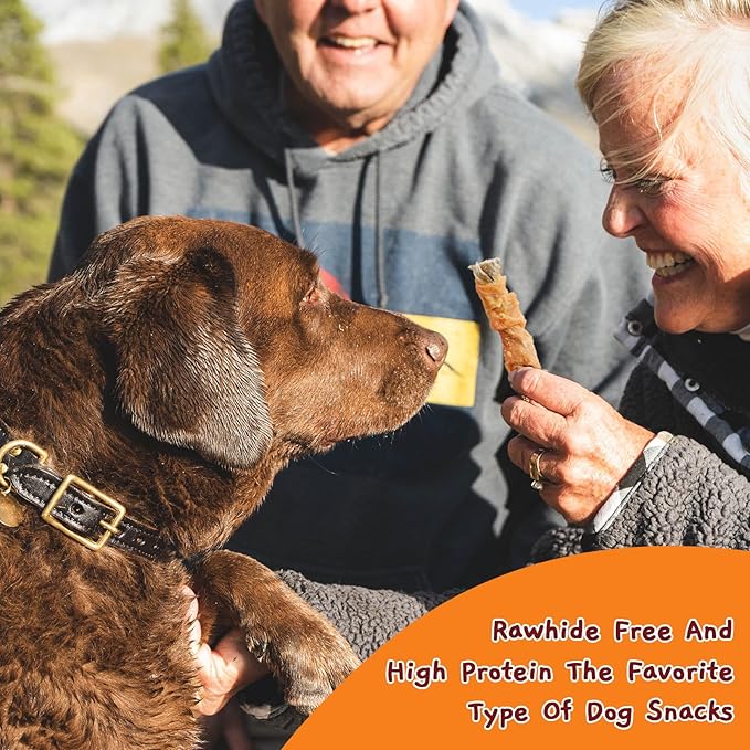 Jungle Calling Dog Treats, High Protein Dog Chewy Treats Health Teeth and Coat, Chicken Wrapped Cod Skin Sticks, Rawhide-Free Cod Fish Skin Treats for Dogs, 10.6 oz