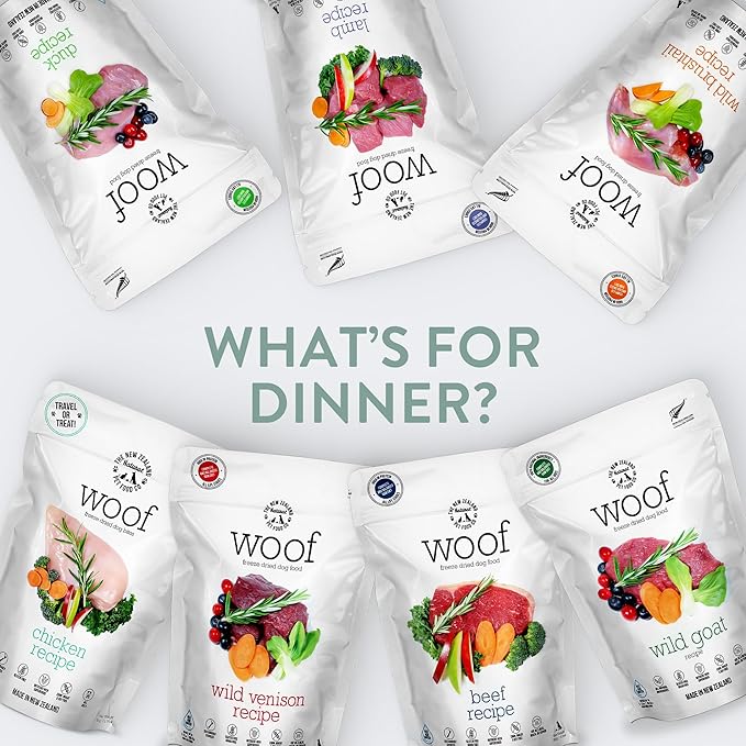 WOOF Duck Freeze Dried Raw Dog Food, Mixer, or Topper, or Treat - High Protein, Natural, Limited Ingredient Recipe 9.9oz