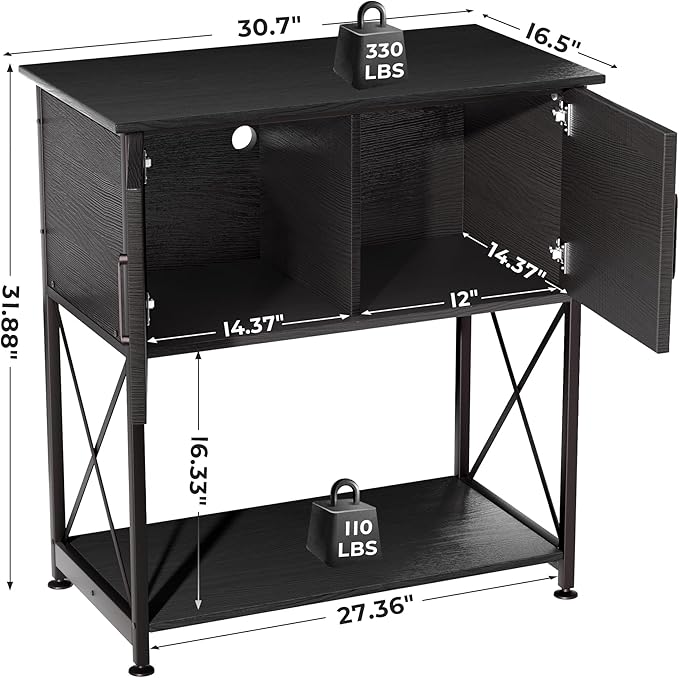 20-29 Gallon Aquarium Stand Metal Frame Fish Tank Stand with Cabinet Storage, for 20 Gallon Long Aquarium,30.7" L*16.5" W Tabletop,330LBS Capacity Black PG01YGB