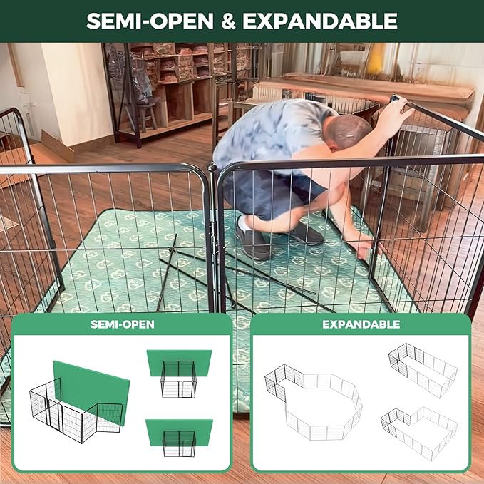 FXW Homeplus Unleashed Indoor Dog Playpen - Stress-Free and Safe Play, Heavy Duty 40 Inch 16 Wire Panels Dog Pen for Medium and Large Dogs, Black│Patented