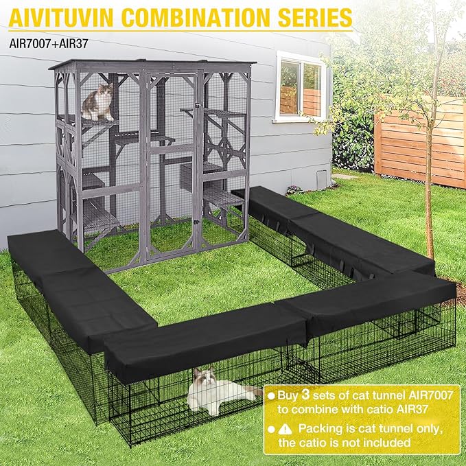 Aivituvin Catio Outdoor Cat Enclosure Large Walk in Cat Kennel Kitten Cage with Platforms and Small Houses