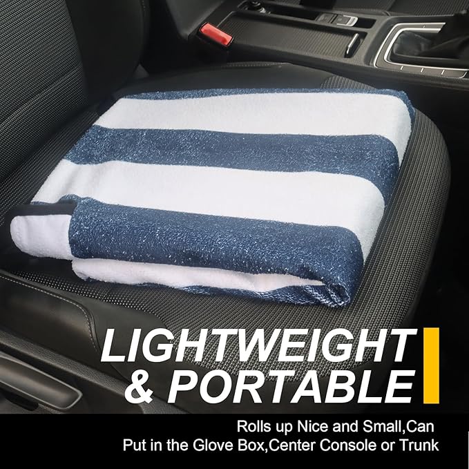 Back Seat Cover for Car Trucks Van SUV,Waterproof Rear Bench Towel Seat Covers for Dogs and Kids,Automotive Backseat Protector (Blue Stripe)
