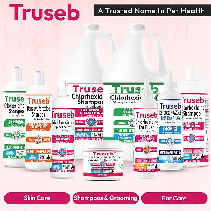 Truseb Topical Ketoconazole and Chlorhexidine Spray for Dogs, Cats, and Horses with Aloe - 8 oz (Ketoconazole & Chlorhexidine Spray, 8 oz)