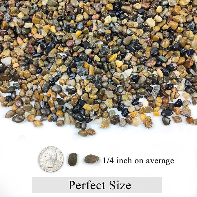 10LB Pea Gravel for Landscaping,1/4 Inch Aquarium Gravel. Decorative River Rocks for Fish Tank Succulent Vase Cactus Bonsai Plant Soil Cover and Outdoor Landscaping Rocks