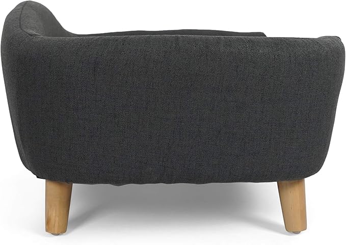 Christopher Knight Home Elroy Orthopedic Dog Bed, Elevated Dog Sofa Bed for Small Dog, Supportive Foam Pet Couch Bed with Wooden Legs, Modern Pet Sofa Bed, Dark Gray