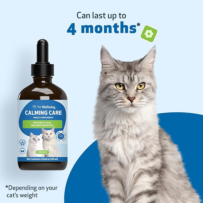 Pet Wellbeing Calming Care for Cats - Veterinarian-Formulated - Calm Support, Relaxed Nervous System, Emotional Balance, Adaptogens - Herbal Supplement 4 oz (118 ml)