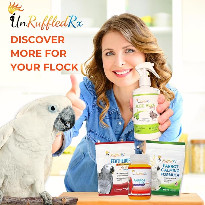 FeatherUp! Bird Vitamins with Biotin for Beautiful Plumage - Feather Growth Supplements for Parrots - 90 gm - 240 Servings