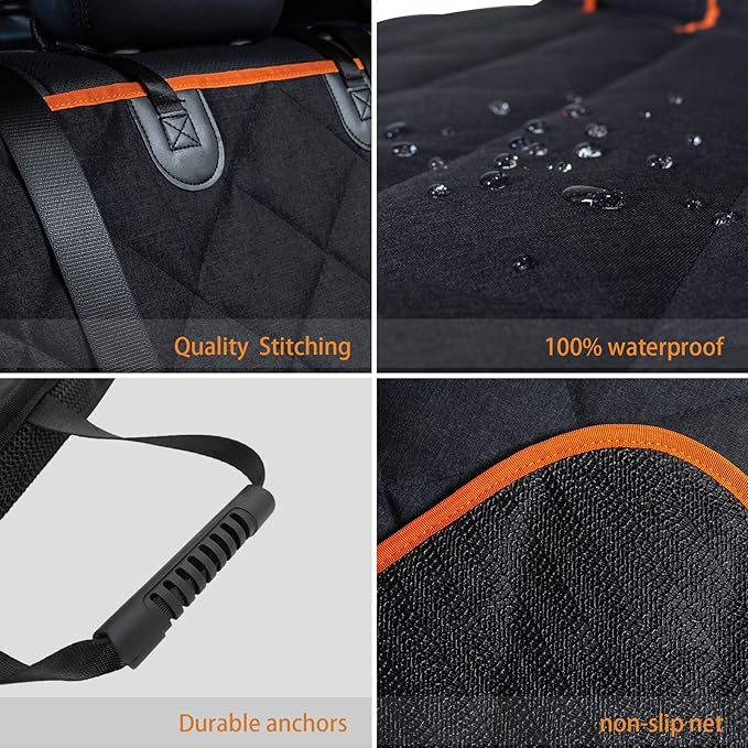 Car Seat Protector, 600D Heavy Duty Car Seat Cover for Dogs, Waterproof Dog Car Seat Cover for Back Seat, Scratch Proof Nonslip Seat Cover for Dogs in Car