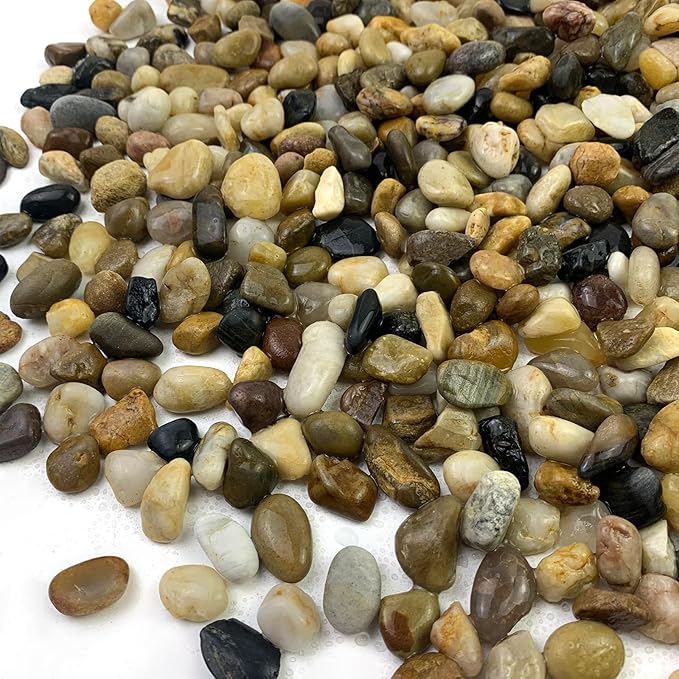 2lbs Aquarium Rocks, 2/5 Inch Pea Gravel for Indoor Plants, Decorative River Rocks for Fish Tank Succulent Vase Plant Soil Cover and Outdoor Landscaping