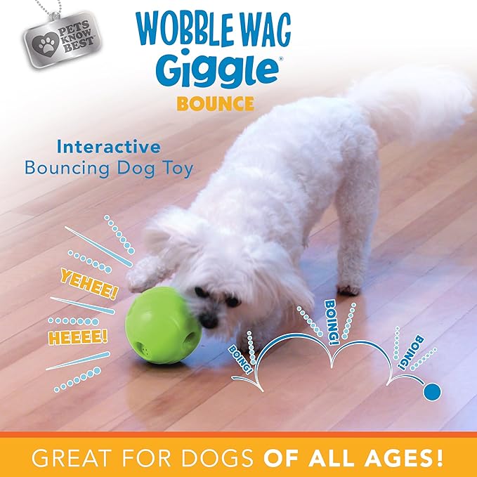 Wobble Wag Giggle Bounce Interactive Dog Toy- Sound Making Bouncing Ball for Dogs Ages Indoor & Outdoor Play, Soft & Durable with Easy Grip Design- Pets Know Best
