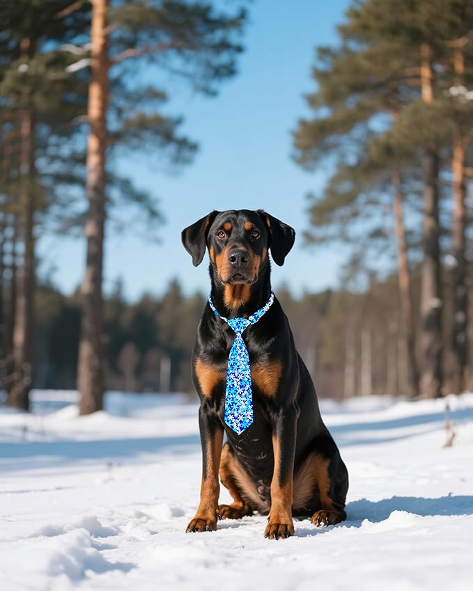 PET SHOW 10 Pack Winter Big Dog Ties Neckties for Extra Large Breed Dogs XL Adjustable Neck Ties Girl Boy Pets Snowflake Costumes Dog Grooming Accessories Holiday Party Gift Favor