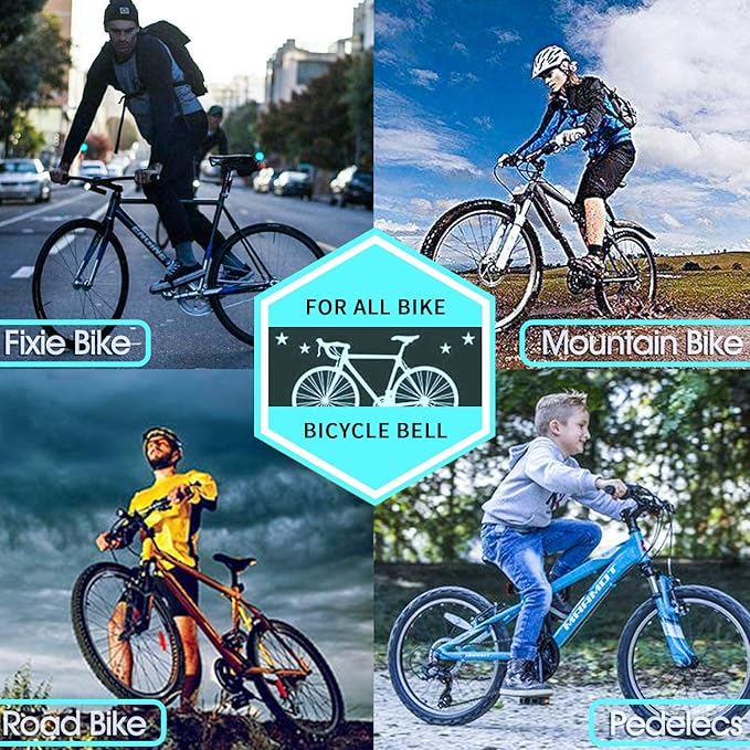2 Pack Classic Bike Bell, Bicycle Bell Loud Crisp Clear Sound Bicycle Bike Bell City Bike BMX Bike Sports Bike for Adults Kids Right Hand/Left Hand Use