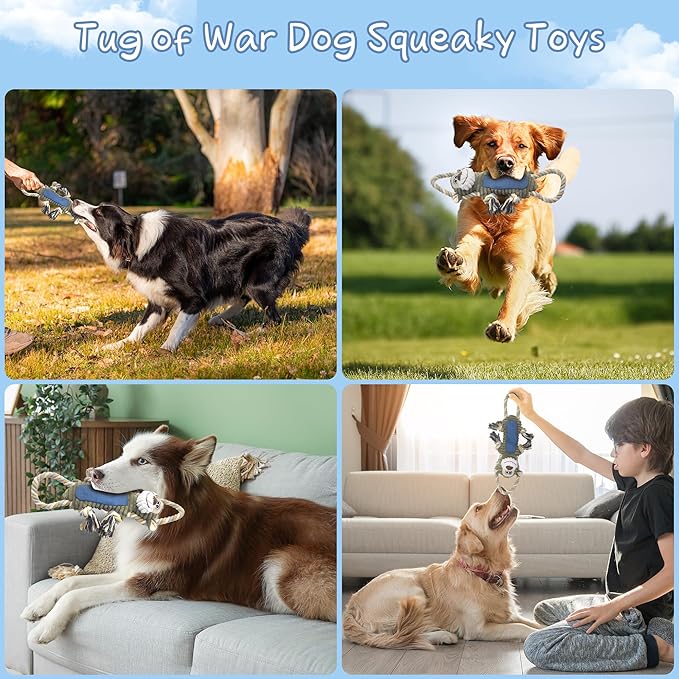 Funny Plush Dog Chew Toys, Squeaky Dog Toys, Interactive Tug of War Puppy Toys, Stuffed Dog Toys for Small, Medium and Large Dogs - Monkey