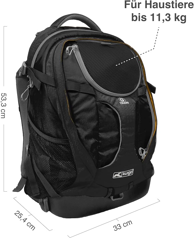 Kurgo G-Train Dog Carrier Backpack for Small Pets Up to 25 Lbs, TSA & Airline Approved, Navy Blue