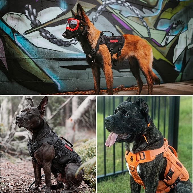 OneTigris Tactical Dog Harness for Medium Dogs No Pull Breathable Military Dog Molle Vests with Handles, Service Dogs Vest Harness for Walking Hiking Training